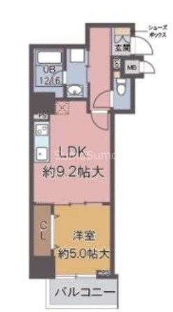 四ツ橋駅 徒歩2分 8階の物件間取画像